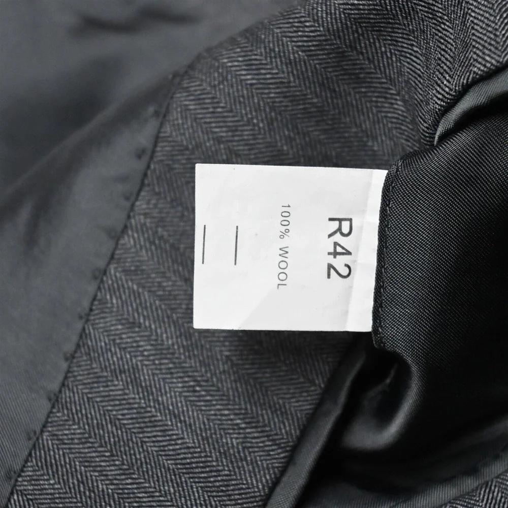 Jos A Bank 42R Gray Herringbone 100% Wool Mens Blazer Suit Jacket Sport Coat - Picture 5 of 12